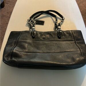 Coach Madison Tribeca East West Black Pebbled Leather Bag 14111